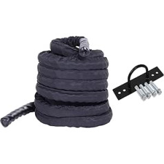 Battle Rope Hua Schweres Schlachtseil 38mm * 12m, Männliches Und Weibliches Umfassendes Kraft-Training Fitness-Seil-Kampfteil, Mit Festem Anker-Kit, Schwarz