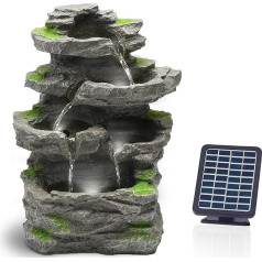 Bloomida Solar Fountain for Outdoor Use | Fountain with LED I Balcony / Garden Fountain Solar Waterfall Outdoor I Outdoor Cascade Fountain Water Fountain Garden (Victoria Fall - Grey Moss)