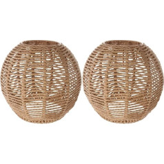 Angoily 2 Pieces Woven Lampshade Retro Rattan Woven Basket Ceiling Pendant Lamp Cover Vintage Chandelier Lampshade for Dining Room Living Room 14 x 15 cm