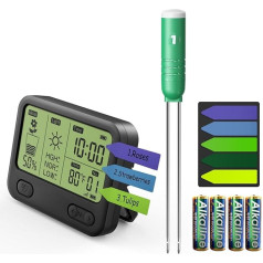 VODESON Plant Moisture Meter with 200 ft RF Wireless Waterproof and LCD Display for Moisture, Temperature, Sunlight Time, Ideal for Garden, Agriculture, Lawn Care Monitoring of Outdoor Plants