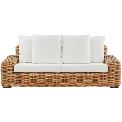 Forli Garden Sofa Natural with Cushions in Cream White Rattan 3-Seater