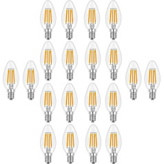 ZYUJIA E14 LED Dimmable Light Bulbs, C35 Small Screw Candelabra LED Candle Bulbs Warm White 2700K 4W Bulb (Equivalent to 40W) 20 Packs