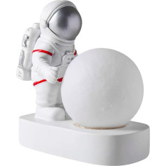 OSALADI Spaceman 3D Moon Lamp Astronaut LED Table Lamp Wireless Bedside Lamp for Home Bedroom Children Boys Birthday Christmas Gifts, Silver