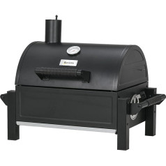 Outsunny Holzkohlegrill mit 235 sq.in Kochbereich, Tischplatte Outdoor Barbecue Smoker mit Aschefänger und eingebautem Thermometer für Terrasse Hinterhof Camping Picknick, Schwarz