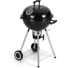 GREEN PARTY 45,7 cm Kugelkohlegrill mit Rädern, tragbarer Holzkohlegrill mit porzellanemailliertem Deckel & Aschefänger für Outdoor-Kochen, Grillen, Camping, Picknicks, Heckklappe