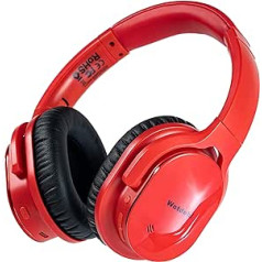 pollini Active Noise Cancelling Headphones, Deep Bass Wireless, Noise Cancelling Headsets with Voice Assistant, Memory Protein Ear Pads, 40 Hours Playtime for Travel/Home/Office, Red, (P92)