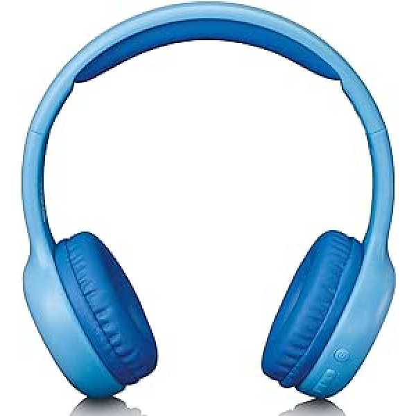 Lenco HPB-110 Children's Bluetooth Headset - Bluetooth 5.0-85 dB - Volume Limiting - Built-in 250 mAh Battery - Hands-Free Function - Micro USB - Foldable - with Stickers - Blue, Plain