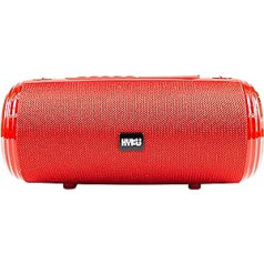 HYKU - 537 Portable Bluetooth Speaker with Hands-Free Microphone, Waterproof and FM Radio Function (Red)