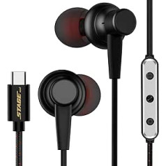 USB C Headphones with Cable, Magnetic In-Ear Headphones Compatible with iPhone 15 Pro Plus Samsung Galaxy S23 S22 S21 S20 Ultra Note 10 20 S20 FE A53, HiFi Sound USB Type C Headset with Microphone