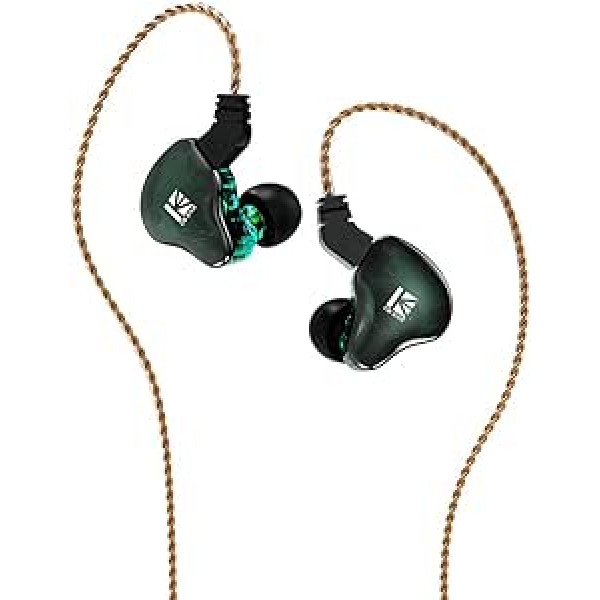 KEEPHiFi KBEAR KS2 Wired Headphones, 1BA + 1DD, 10mm Composite Membrane Units in Ear Monitors, 6N OFC Headphones, Detachable Cables, Noise Isolating Earbuds (No Microphone, Dark Green)