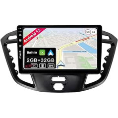 BXLIYER Android 13 IPS Car Radio Suitable for Ford Tourneo Transit Custom (2013-2021) - Built-in CarPlay Android Car - Free Reversing Camera - 2G + 32G - 9 Inch 2 DIN -DAB Steering Wheel Control Fast