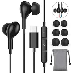 USB C Headphones, In-Ear Headphones USB C Connection Magnetic USB C Headset, Type C Headphones for Samsung A54 A53 S23 S22 S21 for iPad Pro 2022 Huawei P40 Google Pixel 8 7 6 etc