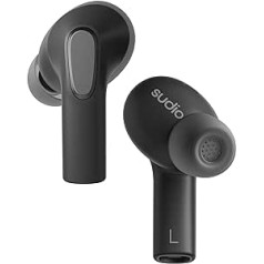 Sudio E3 Black, In-Ear, True Wireless, Splash Proof, IPX4, Bluetooth v5.3, USB-C, 6 Hours Playtime