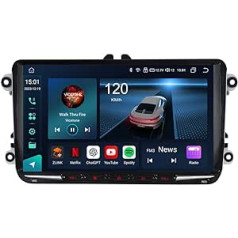 JUNHUA 9 Inch Android Octa-Core 4+64GB Wireless Carplay Android Car GPS Car Radio Navigation for VW Passat B6 Golf 5 6 V VI MK5 MK6 Plus Tiguan Touran Multivan T5 Polo Caddy Skoda Seat WiFi Built-in
