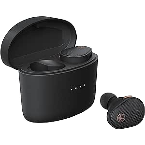 Yamaha TW-E5B True Wireless Earbuds - Earphones in Charging Case with True Sound, aptX Adaptive, Game Mode, Ambient Sound, Listening Care and Built-in Microphone - Black