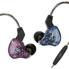 KEEPHiFi KBEAR KS2 Wired Headphones, 1BA + 1DD, 10mm Composite Membrane Units in Ear Monitors, 6N OFC Headphones, Removable Cables, HiFi Bass, Blue, Purple)