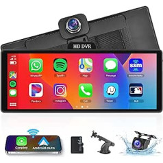 Wireless Apple Carplay and Android Car 10.26 Inch IPS Touchscreen Portable Car Radio with ADAS/Apple Airplay/Android Cast/Mirror Link/Bluetooth/FM Transmitter/Voice Control/GPS/AUX/64G TF Card