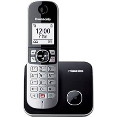 Panasonic Dual-Micro/Nano, KX-TG6851GB Cordless Phone (Up to 1,000 Phone Numbers Block, Clear Font Size, Loud Handset, Full Duplex Hands-Free Calling) Black/Silver