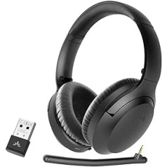 Avantree Aria 90B Bluetooth 5.0 Noise Cancelling Headphones with Microphone & USB Adapter for PC Laptop Mobile Phones, 35 Hour Battery Comfortable Wireless Headset Over Ear for Music & Calls