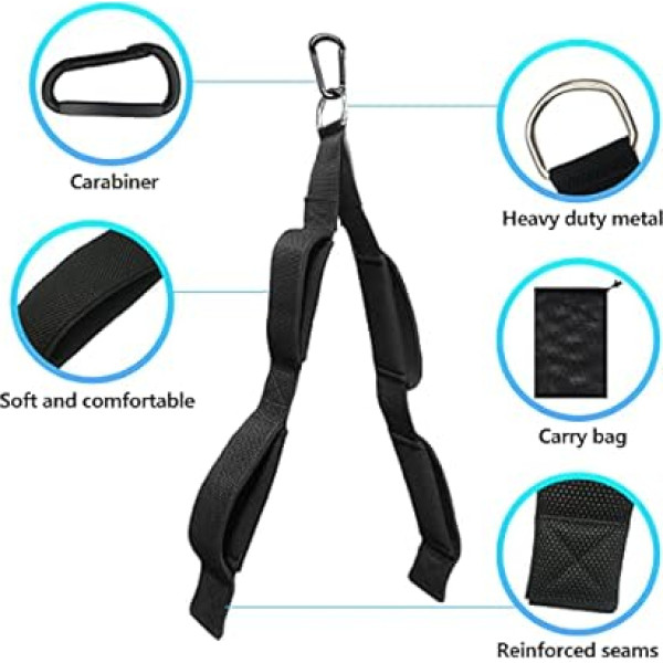 Topfinder Triceps Rope Extra Long Pull Rope, Lat Pull Rope Biceps Tricep Rope Fitness Accessories Strength Training Cable Pull Handles (Extra Long Triceps Rope)