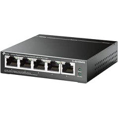 TP-Link TL-SG105MPE 5 Port Managed PoE Switch with 4 PoE+ Ports (120 Watt, IEEE-802.3af/at PoE, Fanless, Plug and Play, Robust Metal Housing) Black