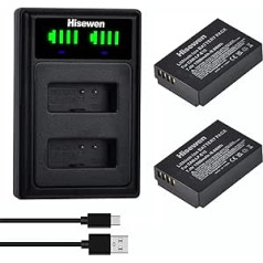 Hisewen LP-E12 Battery Pack of 2, Dual USB Charger for Canon EOS M, EOS M2, EOS M10, EOS M50, EOS M50 Mark II, EOS M100, EOS M200, Rebel SL1, Powershot SX70 HS Digital Camera