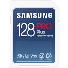 Samsung PRO Plus SD Card 128GB UHS-I U3 Full HD & 4K UHD 160MB/s Read 120MB/s Write Memory Card for SLR and System Cameras MB-SD128K/EU