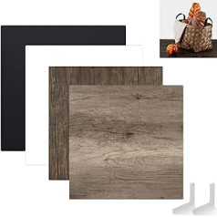Goshoot 2 x Food Photography Background Panels, 60 x 60 cm, Photo Studio, White, Black, Leather, Wood Texture, Double-Sided, Set for Product Props, Flat Tabletop, Cosmetics, Shooting