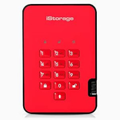 iStorage diskAshur2 SSD 1TB Rot - Sicheres tragbares Solid-State-Laufwerk - Passwortgeschützt - Staub- und wasserdicht - Hardware-Verschlüsselung