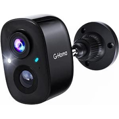 G-Homa Outdoor Surveillance Camera, Battery, Wireless Surveillance Camera Outdoor/Indoor with Coloured Night Vision, AI PIR Motion Detection, Cloud/SD Memory, IP65 Waterproof, 2-Way Audio, Black