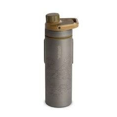 GRAYL Titanium UltraPress 500 ml Water Filter Bottle Coyote Brown - Filter for Hiking, Camping, Survival, Travel