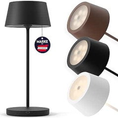 charlique LED Battery Table Lamp (Black) - Dimmable Dinner Light - Table Lamp with USB, Indoor/Outdoor, Warm White - with Splash Protection for Balcony, Patio and Garden - 34 cm High