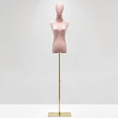 Mannequin Velvet Female Dressmaker's Dummy with Adjustable Height Women's Bust Mannequin Clothes Dummy Torso Female Bust Dress Display Stand (Colour : Pink, Size: A)