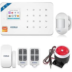 WiFi Alarm System Home, GSM Ring Alarm System, Smart Home Set with Alarm Siren, Window Alarm/Door Alarm, Motion Sensor, Remote Control, Security System, Real Time App Push, Compatible with Alexa