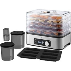 WMF Küchenminis Dörrautomat Edelstahl, Dörrgerät mit 5 Einlegefächer, 30-70°C, 24h-Timer, Obsttrockner, Dehydrator, 2 Boxen, Müsliriegelform, bpa-frei