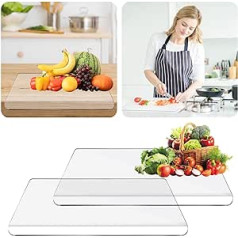 2 x Clear Acrylic Chopping Board with Lip Non-Slip Acrylic Chopping Board for Kitchen Counter Dishwasher Safe Glass Chopping Board Kitchen Accessories