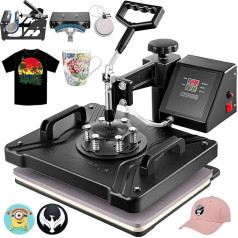 Vevor 5-in-1 Transfer Press, 38 x 30 Cm, Hot Press, Machine T-Shirt Press, Machine Heat Press, Machine DIY Heat Press with Digital LED Temperature and Time Controller