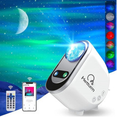 Starry Sky Projector, MERTTURM Smart Star Projector Lamp, 3D Galaxy with Voice Control, Timer, Bluetooth Speaker, Night Light for Children's Room Decoration, Birthday Gift