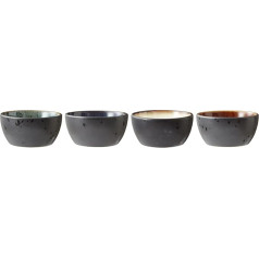 BITZ Set of 4 Small Stoneware Bowls Diameter 10 cm Height 5 cm Black Multicoloured