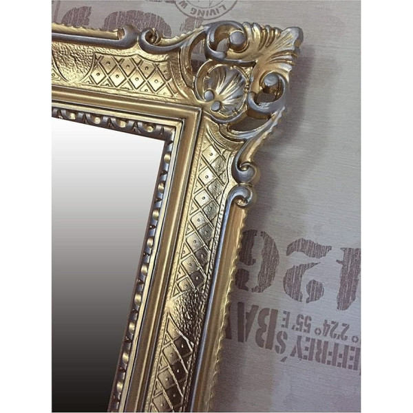 Lnxp Wall Mirror Baroque Mirror in Gold Silver Dual Colour 90 x 70 cm Antique Baroque Rococo Shabby Chic Renaissance Art Nouveau Style Retro Design with Ornamental Decorations Luxurious Splendid