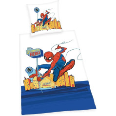 Herding Spiderman Bed Linen, Pillowcase 80 x 80 cm with Reversible Motif, Duvet Cover 135 x 200 cm, with Button Placket, 100% Cotton