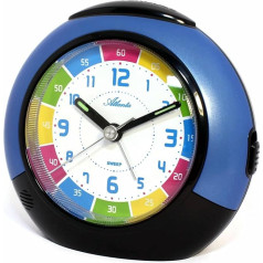 Atlanta Children's Alarm Clock 1678 - Analogue - For Boys and Girls - With Repetition, Lights Up at the Push of a Button, with Crescendo Alarm - No Ticking - Dimensions: Approx. 11 cm, blue