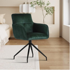 Hipihom Dining Room Chair, Office Chairs with Armrest, Modern Velvet Chair for Living Room Dining Room (1 Dark Green)