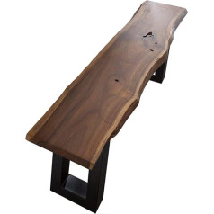 ‎Junado SAM Quentin Bench 120 x 40 cm, Skated Frame, Black, Solid Wooden Bench, Acacia Wood, Real Tree Edge Bench, Unique