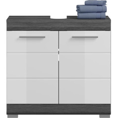 Xonox.home X06B2705, wood material, front: white high-gloss deep-drawn front, body: smoke silver replica, smoky silver replica, 60 x 56 x 34 cm