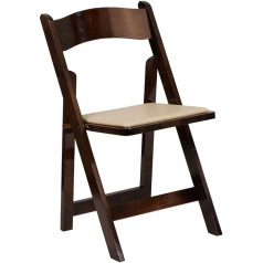 Flash Furniture HERCULES Wooden Folding Chair - Lightweight Folding Chair for Guests or Events - Easy Care Wooden Chair with Removable Seat Pad - Set of 4 - Brown