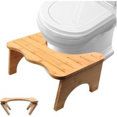 Maxearn Toilet Stool 7 Inch Height Foldable Bamboo Stool with Non-Slip Mat Collapsible Footrest Crouching Poop Stool Physiological Wooden Footrest Anti Congestion