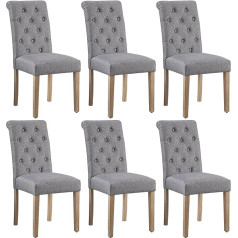 Yaheetech 6 x Dining Room Chairs, Kitchen Chairs, Upholstered Chairs, Living Room Chairs, Linen Solid Wood,