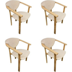 Nordic Story Alexis Chairs (Set of 4) • Designer Chairs for Kitchen, Dining Room, Office • Solid Wood Chair (Oak) • Dining Room Chairs with Fabric Cover (Beige, Upholstered)