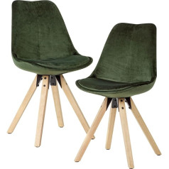 Finebuy Möbel Zum Wohlfühlen FineBuy Soft Dining Room Chairs, Set of 2, Velvet Without Armrests, Fabric Kitchen Chairs Modern with Wooden Legs, Shell Chair, Padded, 110 kg